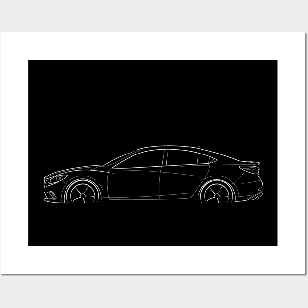 2015 Mazda 6 - profile stencil, white Wall Art by mal_photography